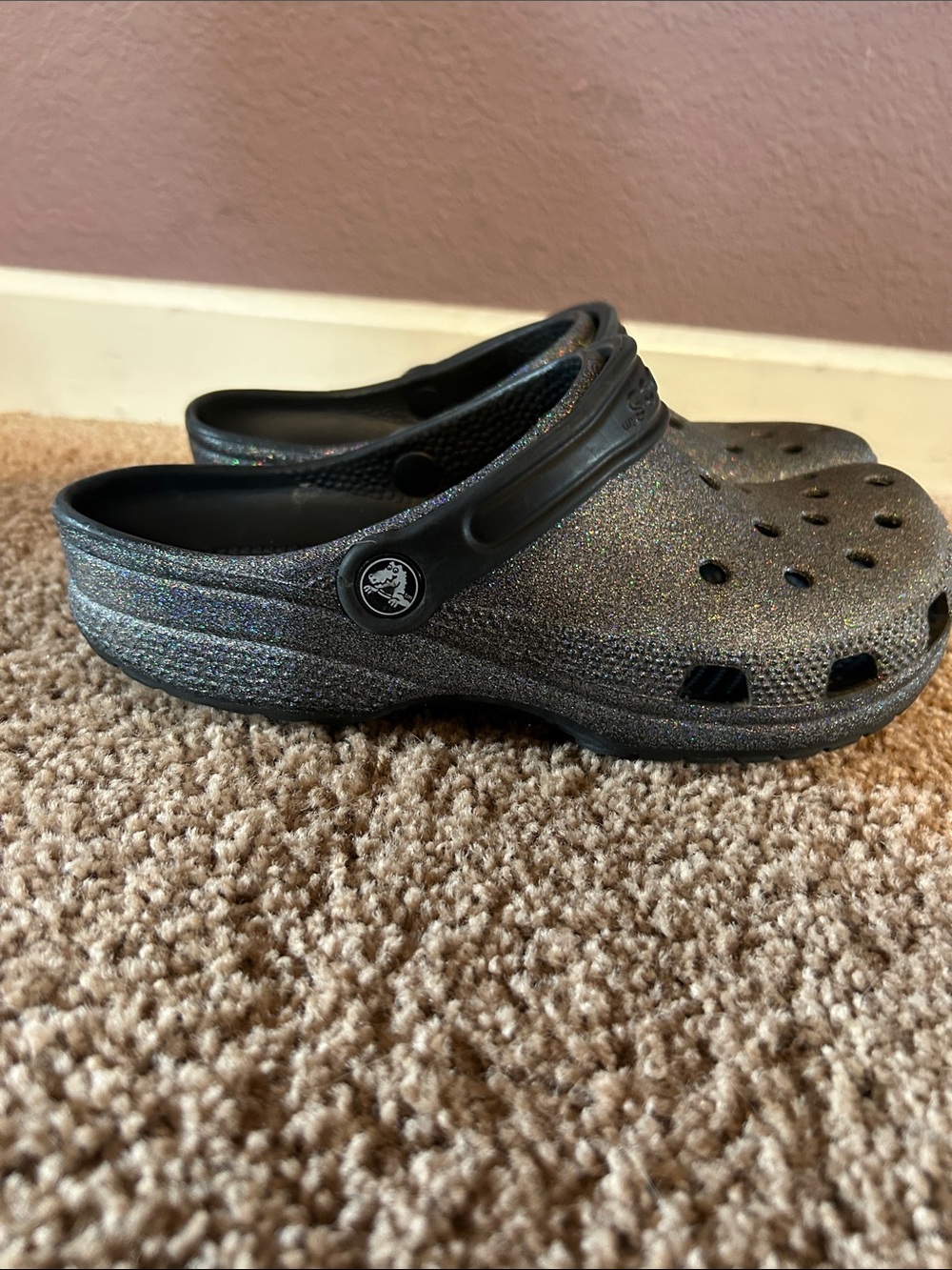 CROCS Kids Glitter Clog — Sparkling Black